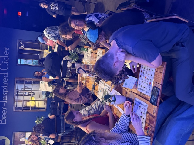 Round of bingo under the cider house lights